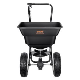 VEVOR Broadcast Spreader, 80 LB Walk-Behind Turf Spreader with 12" Wheels, Steel Push Fertilizer Spreader, Garden Seeder, and Salt Spreader