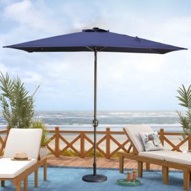 7.5ft * 7.5ft Patio Umbrella with Crank and Push Button Tilt, Outdoor Table Market Umbrella with Aluminum Pole - Navy