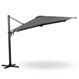 10 FT Cantilever Patio Umbrella with 360Â° Rotation & Tilt Adjustment, Square Outdoor Offset Umbrella with Aluminum Pole - Grey