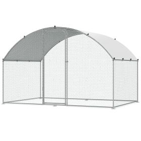 VEVOR Chicken Coop, 9.8x6.5x6.5ft Walk-in Large Metal Chicken Run for Yard with Waterproof Cover