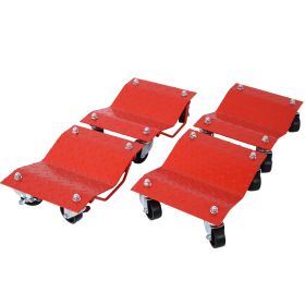 Car Dolly, Heavy Duty Wheel Dolly,4 Tire Wheel Dolly Car Stakes 6000lbs Capacity,RED