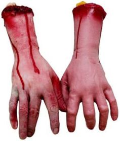 Fake Human Arm Hands Bloody Dead Body Parts Haunted House Halloween Decorations, 2-Pieces (Left and Right)