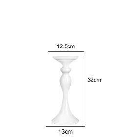 Gold/ Silver/White Metal Candle Holders Flower Vase Candlestick Centerpieces Road Lead Wedding Party Home Table Event Decoration (Color: small white, Ships From: China)