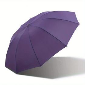 Outdoor Travel Large Folding Manual Umbrella, Rain Or Shine Dual-use Umbrella (material: All steel, Color: Purple)