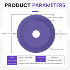 1/2/4PCS 100mm Glass Cutting Disc Diamond Marble Ultra-thin Saw Blade Ceramic Tile Jade Crystal Special Polishing Cutting Blade (Hole Diameter: 1PCS, Color: Purple)