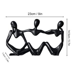 Nordic Art Abstract Thinker Statue Abstract Figure Sculpture Home Crafts Resin Statues Small Ornaments Office Room Desktop Decor (Color: C1- Black, Ships From: CN)