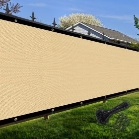 Artpuch Privacy Fence Screen Sand Customized Outdoor Mesh Panels for Backyard, Balcony,Patio,Construction Site with Zip Ties (Color: Sand, size: 3x44 ft)