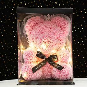 40cm Large Teddy Rose Bear Artificial Flowers Rose Bears with Light Box Anniversary Valentine's Wedding Birthday Christmas Gift (Color: 40CM-Crown Veil3, Ships From: China)