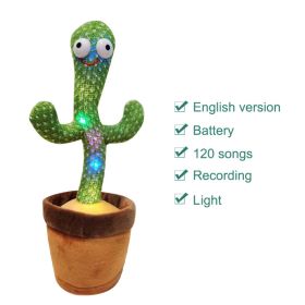 Dancing Cactus Repeat Talking Toy Electronic Plush Toys Singing Recording Lighting Early Education Funny Christmas Gift For Kids (Color: battery not repeat, Ships From: China)