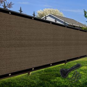 Artpuch Privacy Fence Screen Brown Customized Outdoor Mesh Panels for Backyard, Balcony,Patio,Construction Site with Zip Ties (Color: Brown, size: 8x46 ft)