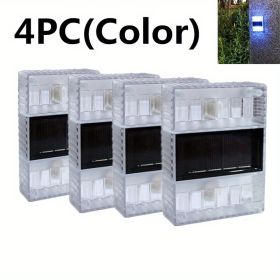 4pcs Solar Wall Lights Outdoor IP65 Waterproof LED Step Light; Solar Fence Lights For Outdoor Yard Garden Lawn Patio Courtyard Fences Driveway Pathway (Color: Multi Color)