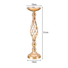 Gold/Silver Wedding Candle Holders Decor Table Centerpiece Pillar Flower Vase Rack Stand Road Lead Floral Bouquet Party Supplies (Color: Gold Middle, Ships From: China)