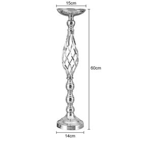 Gold/Silver Wedding Candle Holders Decor Table Centerpiece Pillar Flower Vase Rack Stand Road Lead Floral Bouquet Party Supplies (Color: Silver Large, Ships From: China)