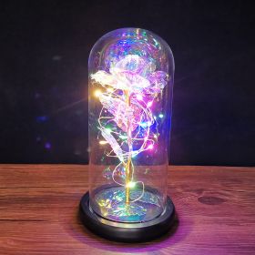 2023 LED Enchanted Galaxy Rose Eternal Rose Forever Rose In Glass Valentines Day Gift for Girlfriend Christmas Wedding Birthday (Color: Colorful Light, Ships From: CN)