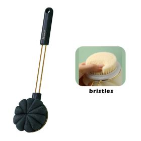 2 In 1 Double-Sided Bath Brush Long Handle Rubbing Back Bath Brushes Dual Purpose Body Brush Back Massage Shower Body Cleaning (Color: black, Ships From: CN)