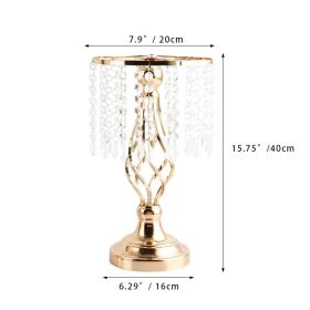 Ins Luxury Metal Candle Holders with Crystal Flowers Vase Candlestick Table Centerpieces Wedding Table Candle Stand Wedding Prop (Color: Gold-S, Ships From: CN)