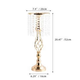 Ins Luxury Metal Candle Holders with Crystal Flowers Vase Candlestick Table Centerpieces Wedding Table Candle Stand Wedding Prop (Color: Gold-L, Ships From: CN)