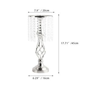 Ins Luxury Metal Candle Holders with Crystal Flowers Vase Candlestick Table Centerpieces Wedding Table Candle Stand Wedding Prop (Color: Silver-M, Ships From: CN)