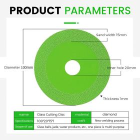 1/2/4PCS 100mm Glass Cutting Disc Diamond Marble Ultra-thin Saw Blade Ceramic Tile Jade Crystal Special Polishing Cutting Blade (Hole Diameter: 2PCS, Color: green)