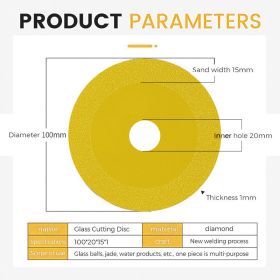 1/2/4PCS 100mm Glass Cutting Disc Diamond Marble Ultra-thin Saw Blade Ceramic Tile Jade Crystal Special Polishing Cutting Blade (Hole Diameter: 6PCS, Color: Yellow)