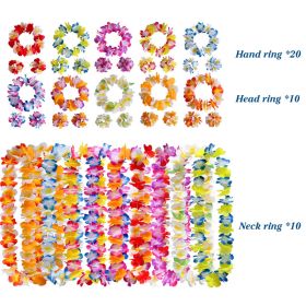 40-100pcs Hawaiian Party Artificial Flowers leis Garland Necklace Headband Garlands Beach Tropical Party Supplies Wedding Decor (Color: Set A-40pcs, Ships From: China)