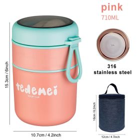 530/710ml Stainless Steel Lunch Box Food Cup With Spoon Thermo Lunchbox Thermal Jar Insulated Soup Container Breakfast Tableware (Color: Best A, Ships From: China)