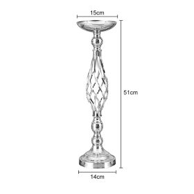 Gold/Silver Wedding Candle Holders Decor Table Centerpiece Pillar Flower Vase Rack Stand Road Lead Floral Bouquet Party Supplies (Color: Silver Middle, Ships From: China)