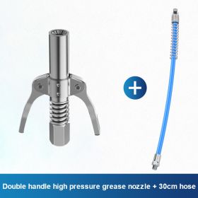 10000 PSI Grease Tip Tool Coupler Heavy-Duty Quick Release Grease Double Handle Stainless Steel NPTI/8 Leak-Free Grease Tool Tip (Color: With 30cm Hose, Ships From: China)