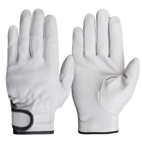 Work gloves sheepskin leather workers work welding safety protection garden sports motorcycle driver wear-resistant gloves (Color: White, size: M)