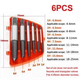 6/8Pcs Damaged Broken Screw Extractor Remover Metal Drill Bit Set Steel Durable Center Drill Damaged Bolts Easy Out Remover Tool (Color: 6PCS, Ships From: China)