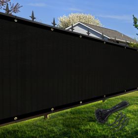 Artpuch Privacy Fence Screen Black Customized Outdoor Mesh Panels for Backyard, Balcony,Patio,Construction Site with Zip Ties (Color: black, size: 4x92 ft)