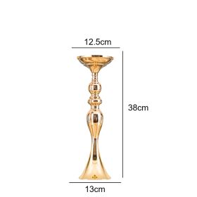 Gold/ Silver/White Metal Candle Holders Flower Vase Candlestick Centerpieces Road Lead Wedding Party Home Table Event Decoration (Color: medium gold, Ships From: China)