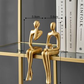 Nordic Abstract Figures Home Decoration Accessories Sculptures Living Room Study Decor Gold Humanoid Resin Embellishment Statues (Color: seat AD, Ships From: China)