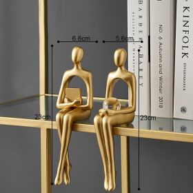 Nordic Abstract Figures Home Decoration Accessories Sculptures Living Room Study Decor Gold Humanoid Resin Embellishment Statues (Color: seat AC, Ships From: China)