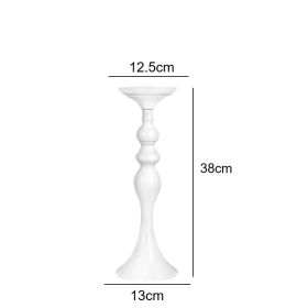 Gold/ Silver/White Metal Candle Holders Flower Vase Candlestick Centerpieces Road Lead Wedding Party Home Table Event Decoration (Color: medium white, Ships From: China)