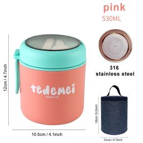 530/710ml Stainless Steel Lunch Box Food Cup With Spoon Thermo Lunchbox Thermal Jar Insulated Soup Container Breakfast Tableware (Color: upgrade B, Ships From: China)