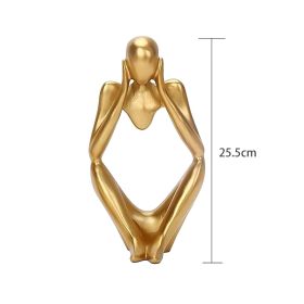 Nordic Abstract Figures Home Decoration Accessories Sculptures Living Room Study Decor Gold Humanoid Resin Embellishment Statues (Color: thinker C, Ships From: China)