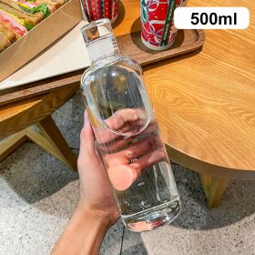 500ml Fashion Glass Water Bottle And Time Marker Creative Large Capacity Leakproof Drink Bottle Drop-Resistant Sport Outdoor (Capacity: 500ml, Color: White)