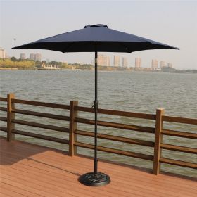 8.8 feet Outdoor Aluminum Patio Umbrella, Patio Umbrella, Market Umbrella with 33 pounds Round Resin Umbrella Base, Push Button Tilt and Crank lift (Color: as Pic)