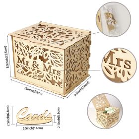 Wooden Wedding Card Boxes With Lock DIY Couple Deer Bird Flower Pattern Grid Business Card Wooden Box Birthday Wedding Supplies (Color: Type B, size: Others)