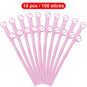 10Pcs Drinking Penis Straws Bride Shower Sexy Hen Night Drink Penis Dick Novelty Nude Straw For Bar Bachelorette Party Supplies (Color: Pink, Ships From: China)