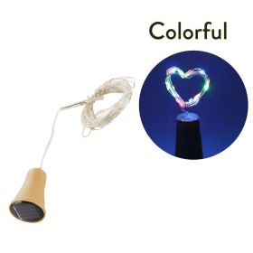 1pc 10/20 LED Solar Wine Bottle Cork Shaped String Lights; Garland Wire Fairy String Light; 3.3/6.6ft; Outdoor Party Decoration (Color: Colorful, size: 1M 10 Lamp Beads)