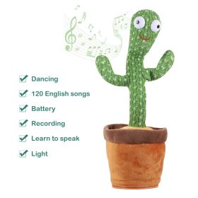 Plush Dancing Cactus Repeat What You Said Kids Stuffed Toys Singing Spanish Song Shaking With Music Plant Toy Children Education (Color: 3xAA English repeat, Ships From: China)