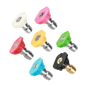 7pcs 1/4 inch Quick Connect High Pressure Washer Gun Spray Nozzle Tips 4000 Psi Cleaning Accessories Lance car cleaning (Color: Colorless)