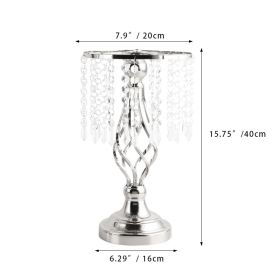 Ins Luxury Metal Candle Holders with Crystal Flowers Vase Candlestick Table Centerpieces Wedding Table Candle Stand Wedding Prop (Color: Silver-S, Ships From: CN)