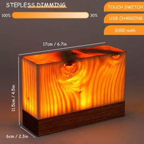 Retro Wood Table Lamp Creative Wood Grain Bedside Lamp Charging Night Light Wooden Base Vintage Desk Lamp Bedroom Birthday Gift (Lampshade Color: Upgrade C, Ships From: China)