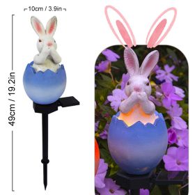 Cute Solar Garden Lights Easter Rabbit Solar LED Lights Waterproof Resin Landscape Lamp Outdoor Solar Lights Party Pathway Yard (Emitting Color: LLA0012112-C, Ships From: CN)