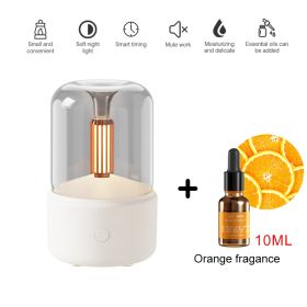 120ML Candlelight Aroma Diffuser Air Humidifier Romantic Light Portable Essential Oils Diffuser Mist Maker Fogger Purifier Home (Color: White - cologne, Ships From: China)