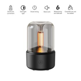 120ML Candlelight Aroma Diffuser Air Humidifier Romantic Light Portable Essential Oils Diffuser Mist Maker Fogger Purifier Home (Color: BASIC BLACK, Ships From: China)